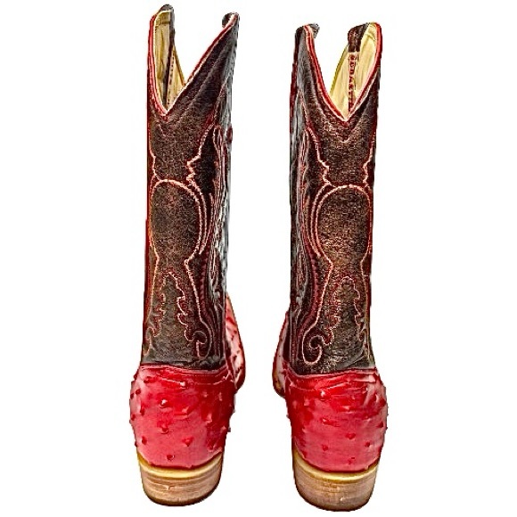 Sebastian’s Men’s Red Ostrich Cowboy Western Boots Size 10.5 US / 28 MX Leather - Picture 3 of 10